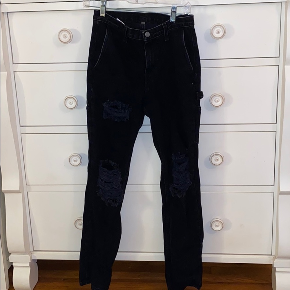 CARMAR Black Distressed Boyfriend Jeans Size 25